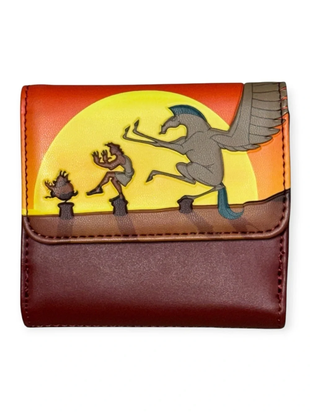 Loungefly Sunset Pegasus Trifold Wallet in Brown, Orange and Yellow - Picture 1 of 3